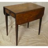 A small 19th Century mahogany Pembroke table with a drawer in one end of squared tapered legs,