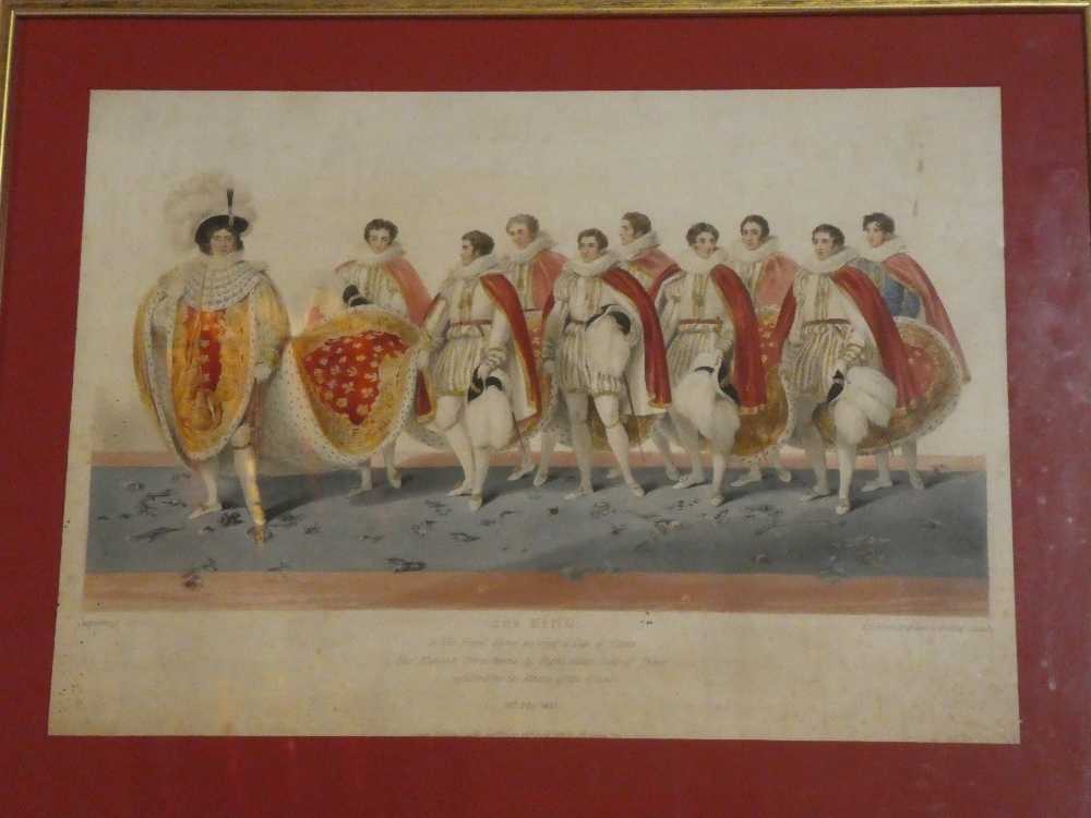 A hand coloured engraving of George IV's coronation "The King 19th July 1821",