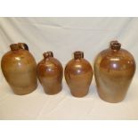 Four 19th century stoneware flagons including two gallon flagon by G Orme of Blackfriars Road,