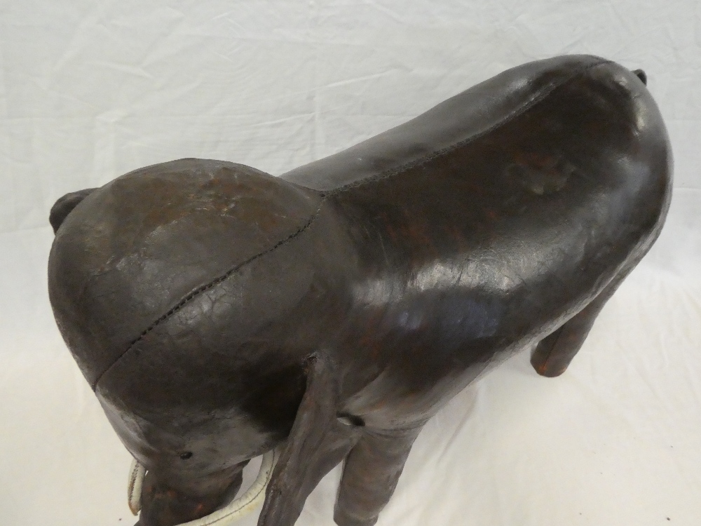 A rare Liberty & Co brown leather footstool in the form of an elephant, - Image 2 of 2
