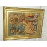 A large Victorian rectangular needlework tapestry depicting a religious scene,