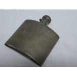 A George V silver rectangular concave hip flask with hinged lid,