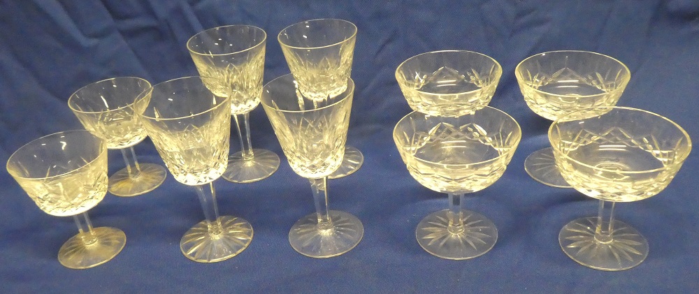 A selection of Waterford cut crystal including four stemmed wine glasses,