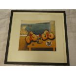 A coloured artists proof "Comfortable Silence I", signed in pencil by Trevor Price,