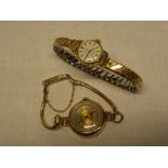A ladies 9ct gold wrist watch by Rotary with expanding strap and one other lady's 9ct gold wrist