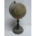 An old Geographia Terrestrial 8" table globe on stained wood stand