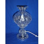 A Waterford cut glass table centre/lamp with circular tapered base 12½" high