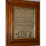 A William IV needlework sampler depicting alphabet and text by SP dated 1831,