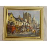 Artist Unknown - oil on canvas Continental street market, indistinctly signed,