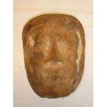 An unusual old Egyptian carved wood death mask 9" long