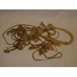 A selection of various gilt costume jewellery, necklaces, bracelets etc.