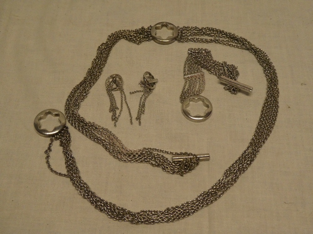 A good quality silver multi-strand necklace by Mont Blanc together with matching bracelet and