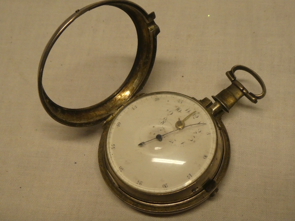 A gentleman's George III silver pair-cased pocket watch by Robert Broomfield with circular