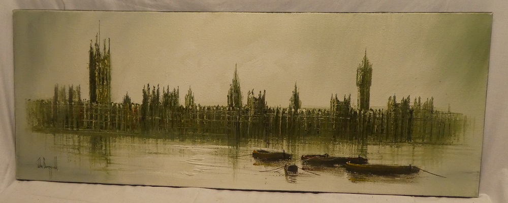 John Bampfield - oil on canvas The Houses of Parliament, signed,