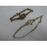 Two various ladies 9ct gold wrist watches with plated straps