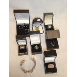 A selection of good quality silver dress rings, silver bangle etc.