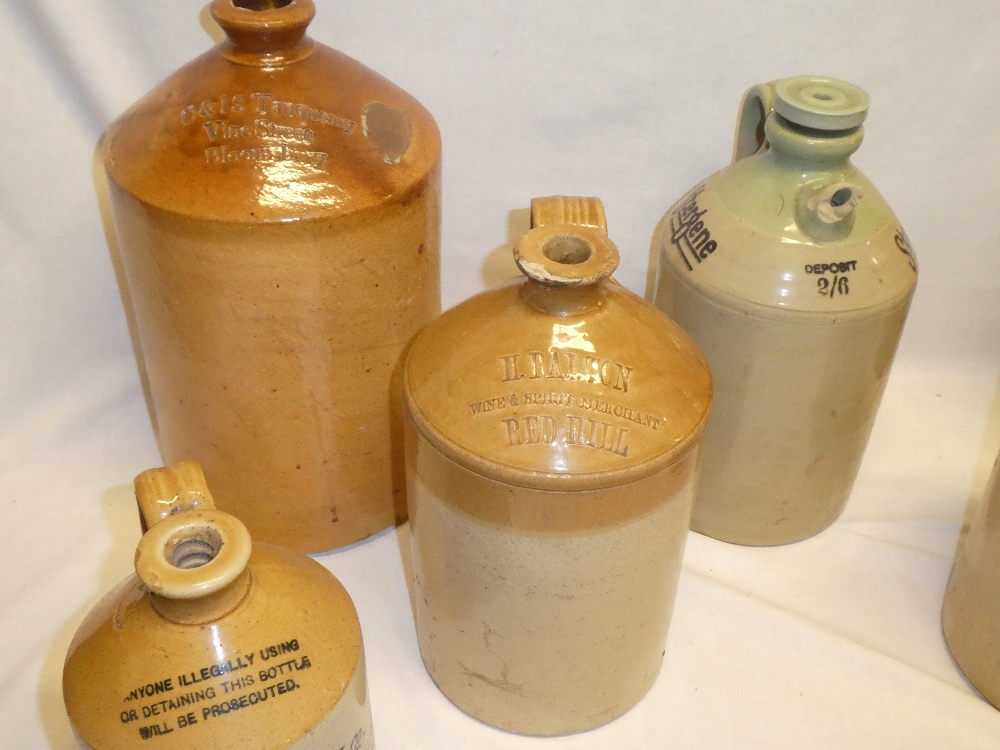 Seven various 19th century and later stoneware flagons including two gallon flagon by Blackiston & - Image 2 of 3