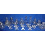 Ten various 19th century and later glass caraffes and a selection of eight mainly Victorian