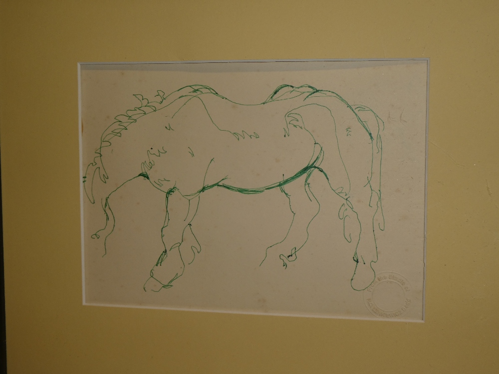 Robert Lenkiewicz - pen and ink Study of a cart-horse,