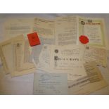 Various letters and official documentation relating to the award of the British Empire Medal to