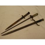 A French Lebel bayonet with cruciform blade,