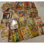 A selection of various 1980's/90's comics and magazines including Frighteners, Toxic, Viz,