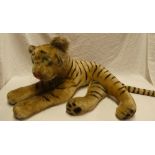A large plush covered straw filled tiger figure by Steiff 29" long