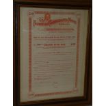 A 1912 Falmouth Consolidated Mines Limited share certificate for £50,