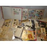 A large selection of mixed World stamps on album leaves, albums, covers etc.