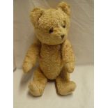 An old pink plush covered teddy bear 14½" long