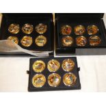 Eighteen gold-plated Flying Scotsman commemorative medallions in fitted cases with certificates