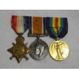A 1914 star trio of medals awarded to No. 7662 Pte. W.