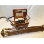 A painted metal surveyor's level by E R Watts & Son London in fitted wooden case together with a