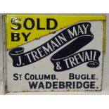 An unusual Cornish enamelled double-sided Estate Agent's sign for J.