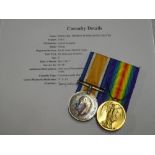 A First War pair of medals awarded to No. 95748 Pte. T. M. C. Rennard R.A.M.C.