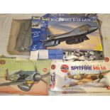 Two Airfix 1/24 model aircraft kits - Focke-Wulf FW190A and Super Marine Spitfire MK1A in original