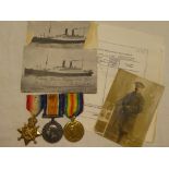 A 1914/15 Star trio of medals awarded to No. 17339 Pte./A Cpl. C. H.