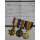 A 1914 star trio of medals awarded to No. 7109 Pte. H.