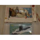 An Airfix HMS Victory classic ship model in original box and a Heller Le Redoutable submarine model,