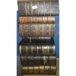 Seven various 19th Century leather bound family Bibles