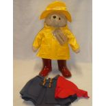 A 1980s Gabrielle plush covered Paddington Bear in souwester hat,