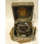 A Second War RAF type P8 aircraft compass in fitted wooden box