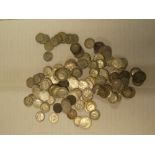 A selection of approximately 120 silver 3d coins,