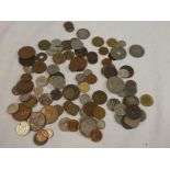 A selection of various Foreign coins including South African 1896 silver 2½ shillings,