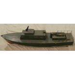 An old wooden model radio control motor boat 44" long