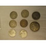 A Victorian 1891 silver crown and 7 Victorian silver half-crowns including 1889, 1894 etc.