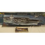 A Revell unmade boxed 1:400 scale USS Enterprise Aircraft Carrier model and a Revell miniship's USS