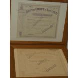 Two South Crofty Limited Mining share certificates dated 1934 and 1937,