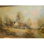 J**Rowlands - oil on canvas Dutch coastal scene, signed, labelled to verso,