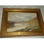 J** L** Barker - watercolour A highland river scene,